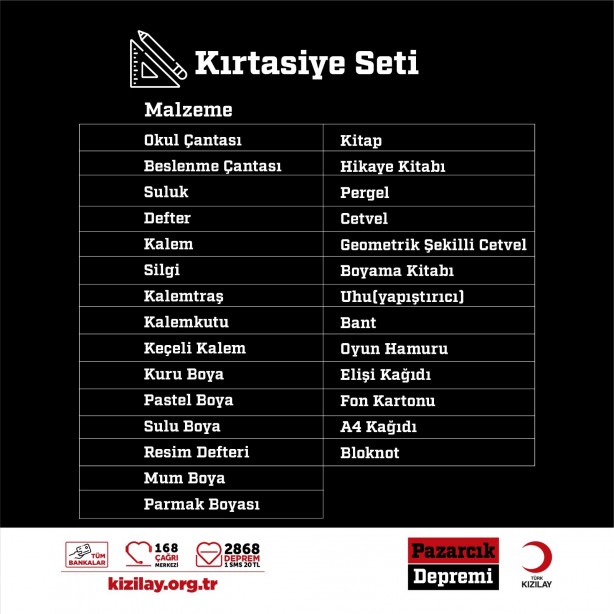 Foto - Kızılay listeyi güncelledi! İşte ihtiyaçlar