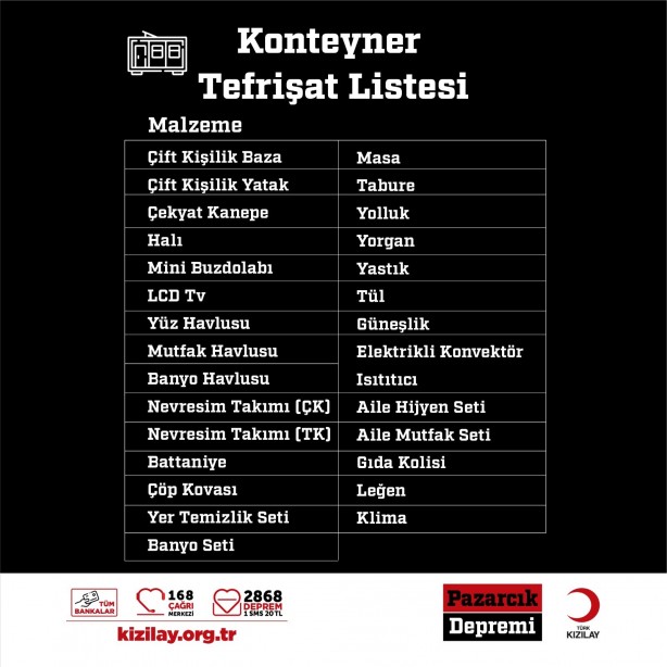 Foto - Kızılay listeyi güncelledi! İşte ihtiyaçlar
