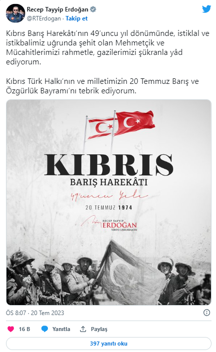 Foto - 'KKTC'yi ziyaret eden Erdoğan dünyaya çağrı yaptı