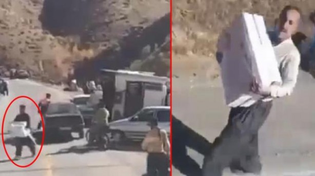 Komşu'da kaza yapan Türk tırını yağmaladılar! Skandal görüntüler