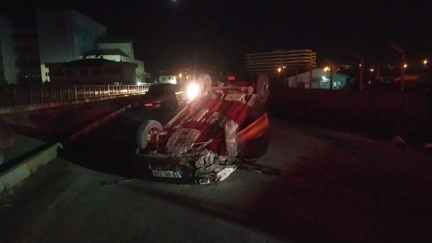 Foto - Kontrolden çıkan otomobil takla attı, sürücü ölümden döndü