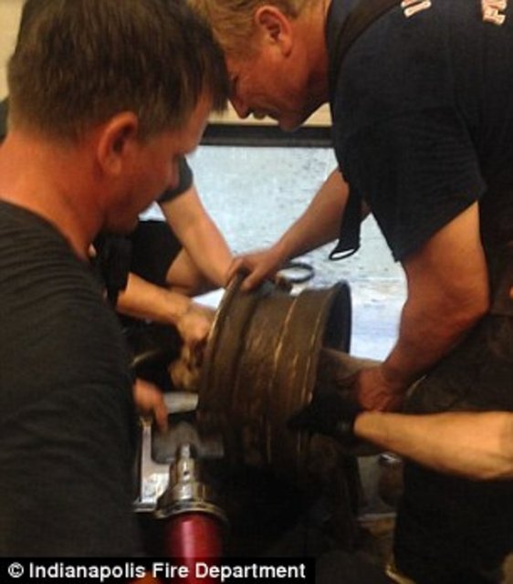 Foto - Köpeğin kafası araba tekerine sıkıştı!