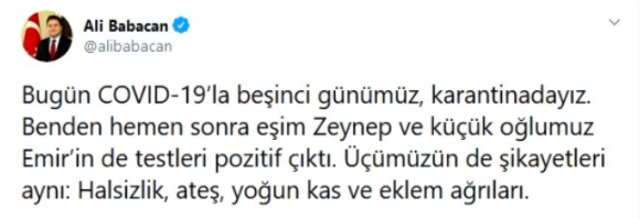 Foto - Koronavirüse yakalanan Ali Babacan'dan kötü haber