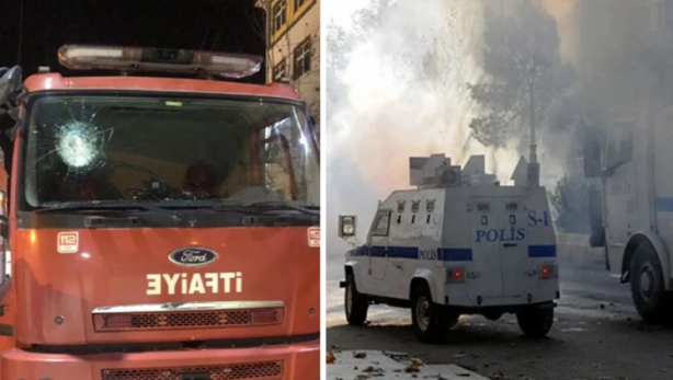 Kudurmuş köpeklerden de bu beklenir! İtfaiye aracına saldırdılar