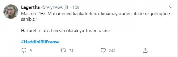 Foto - Küstah Macron'dan Peygamberimiz'e hakarete destek! Ey kafirler yenileceksiniz ve Cehennem'e sürüleceksiniz!