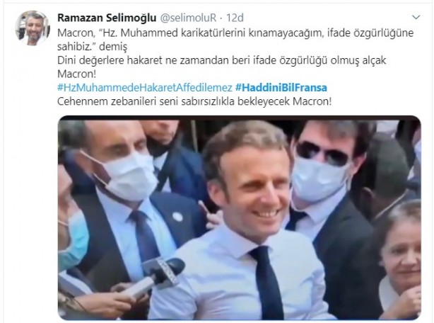Foto - Küstah Macron'dan Peygamberimiz'e hakarete destek! Ey kafirler yenileceksiniz ve Cehennem'e sürüleceksiniz!