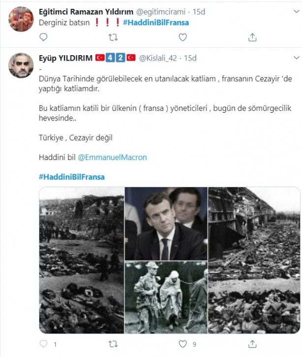 Foto - Küstah Macron'dan Peygamberimiz'e hakarete destek! Ey kafirler yenileceksiniz ve Cehennem'e sürüleceksiniz!