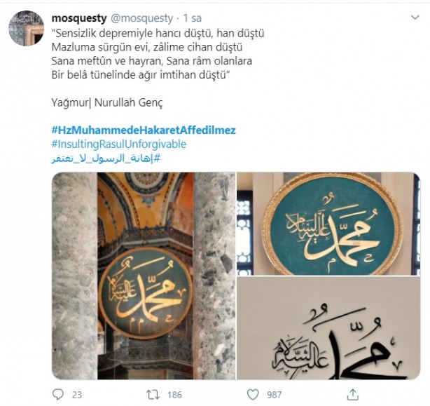 Foto - Küstah Macron'dan Peygamberimiz'e hakarete destek! Ey kafirler yenileceksiniz ve Cehennem'e sürüleceksiniz!