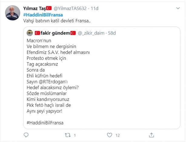 Foto - Küstah Macron'dan Peygamberimiz'e hakarete destek! Ey kafirler yenileceksiniz ve Cehennem'e sürüleceksiniz!