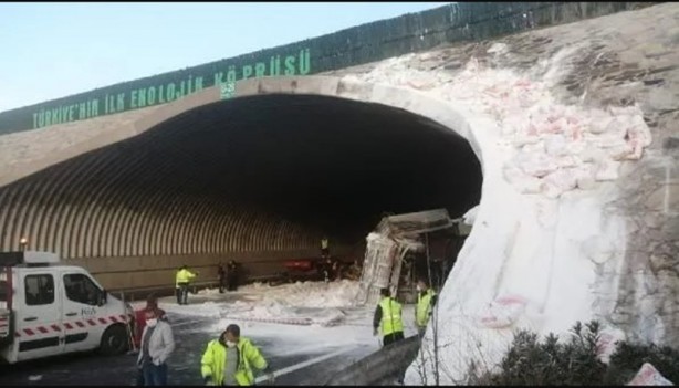 Foto - Kuzey Marmara Otoyolu'nda kireç yüklü TIR kaza yaptı