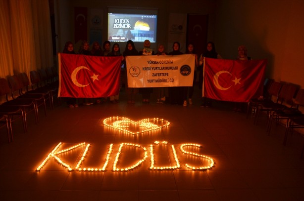 Foto - KYK'daki öğrencilerden İsrail'e Kudüs protestosu!