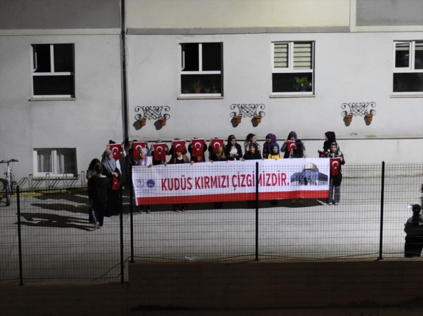 Foto - KYK'daki öğrencilerden İsrail'e Kudüs protestosu!
