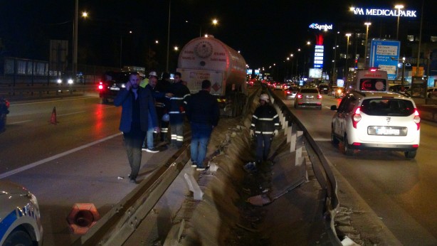 LPG yüklü tanker kaza yaptı, patlamaması faciayı önledi