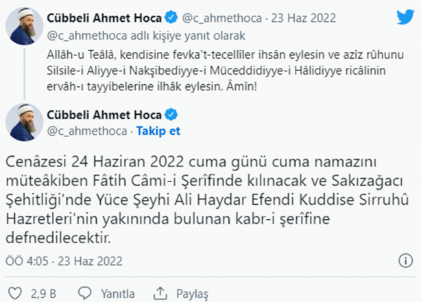 Foto - Mahmut Ustaosmanoğlu Hazretleri için taziye mesajları
