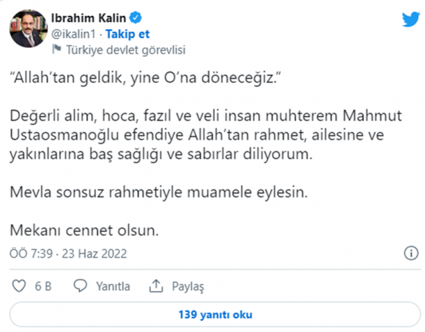 Foto - Mahmut Ustaosmanoğlu Hazretleri için taziye mesajları
