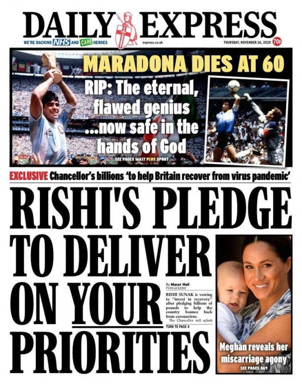 Foto - Maradona'nın ölümü sonrası İngilizlerden skandal manşet!