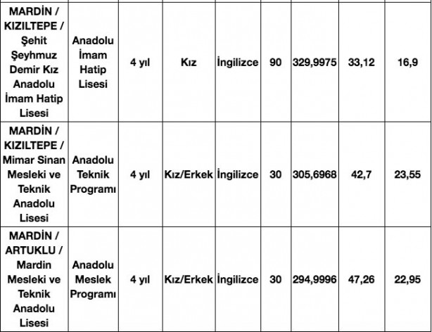 Foto - Mardin lise taban puanları 2020, Mardin Anadolu Lisesi taban puanı, Mardin Fen Lisesi taban puanları, Mardin Mesleki ve Teknik Anadolu lisesi taban puanı