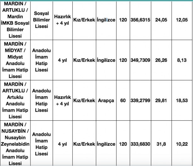 Foto - Mardin lise taban puanları 2020, Mardin Anadolu Lisesi taban puanı, Mardin Fen Lisesi taban puanları, Mardin Mesleki ve Teknik Anadolu lisesi taban puanı