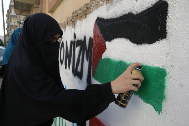 Foto - Mardinli öğrencilerden Filistin'e destek! Grafiti çizdiler