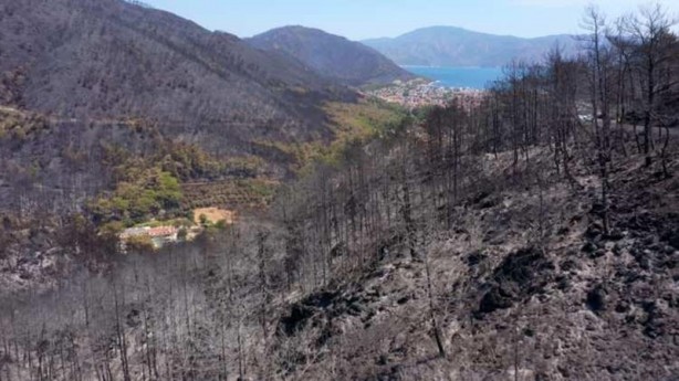 Foto - Marmaris’ten iç acıtan kareler! Yangın öncesi ve sonrası havadan görüntülendi