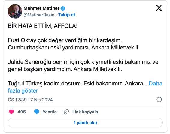 Foto - Mehmet Metiner, AK Partili o isimleri fena topa tutmuştu! Tek tek özür diledi: Bir hata ettim affola