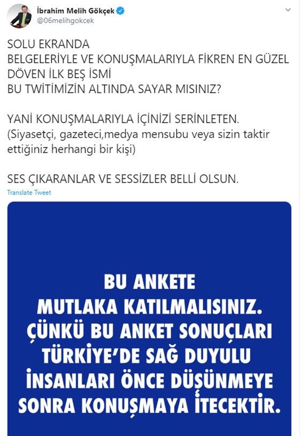 Foto - Melih Gökçek'ten bomba anket! İşte solu fikirleriyle döven en güçlü kişiler