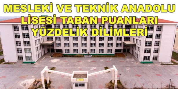 Mesleki ve Teknik Anadolu Liseleri taban puanları 2022 en düşük en yüksek yüzdelik dilimleri: