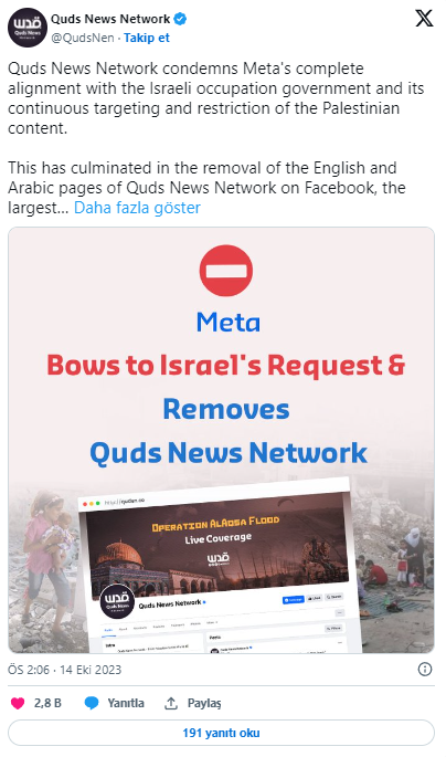 Foto - Meta'dan skandal: Filistin'in en büyük haber sayfasını kapattı!