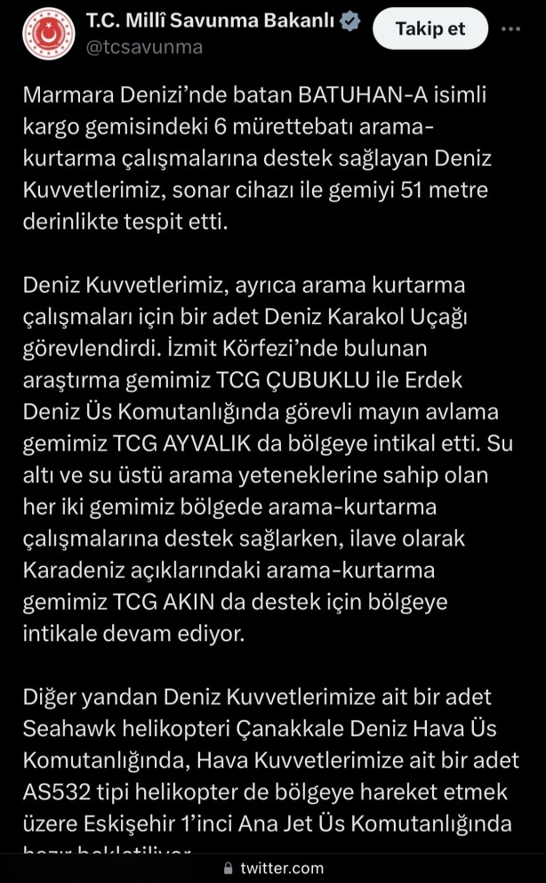 Foto - Milli Savunma Bakanlığı’ndan batan gemiyle ilgili açıklama yapıldı! 51 metre derinlikte!