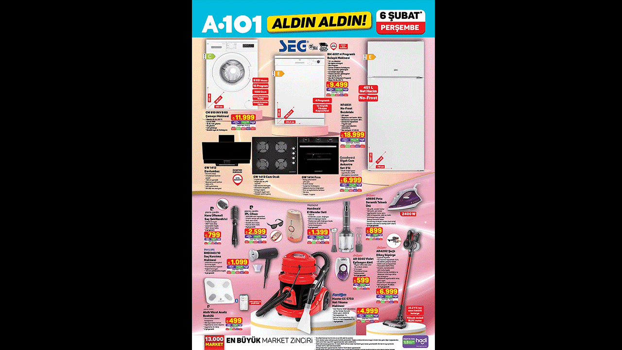 Foto - Mobilet, çamaşır makinesi, süpürge...A101'DE 6 şubat indirimleri belli oldu! 