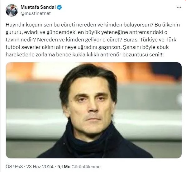 Foto - Montellaya ağır sözler söylemişti… Dev zafer sonrası Milli Takım paylaşımı yaptı! Mustafa Sandal'a tepki yağdı