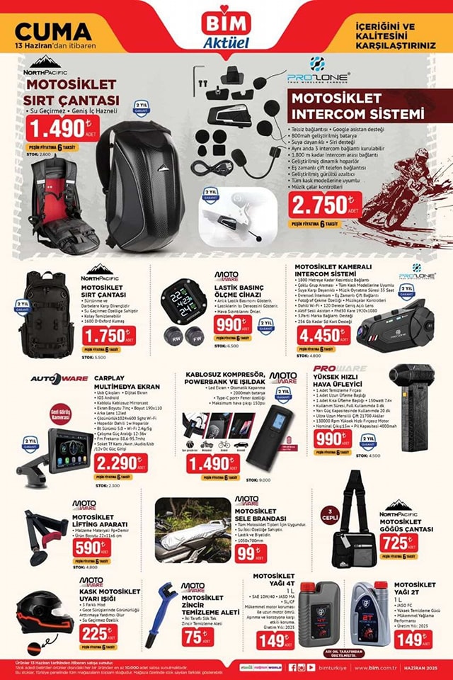Foto - Motosiklet tutkunlarına ve spor meraklılarına müjde! BİM’den 13 Haziran aktüel ürünleri raflarda yerini alıyor