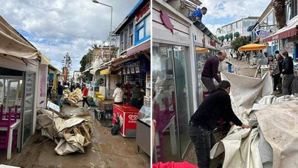 Foto - Muğla’nın Bodrum ilçesinde hayat felç oldu! Tekneler battı, yangın çıktı
