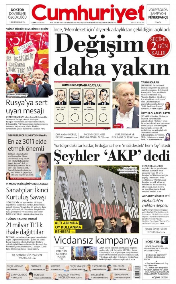 Foto - Muharrem İnce'nin adaylıktan çekilmesi gazete manşetlerinde! Hangi gazete nasıl gördü?