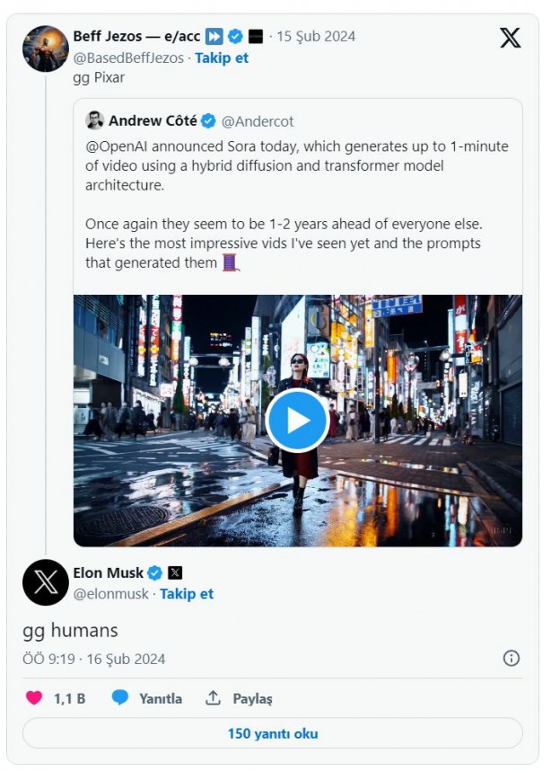 Foto - Musk, video yapan yapay zeka Sora'yı yorumladı