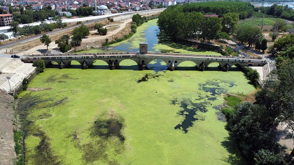 Foto - Nehir kurudu yol çöktü! Tunca Nehri'nin içler acısı hali