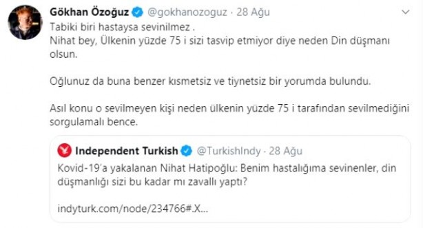 Foto - Nihat Hatipoğlu'nun paylaşımının altına yapılan yorumlar, Gökhan Özoğuz'un yüzünü kızartacak