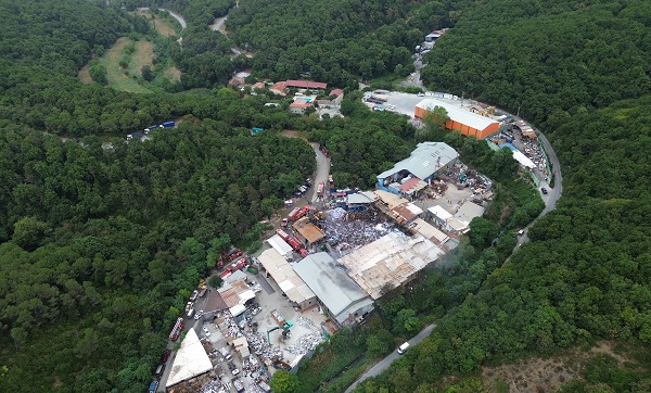 O alan yangından sonra görüntülendi