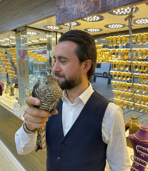 Foto - O anlar kameralara böyle yansıdı! Atmaca yakaladığı serçeyle kuyumcuya daldı