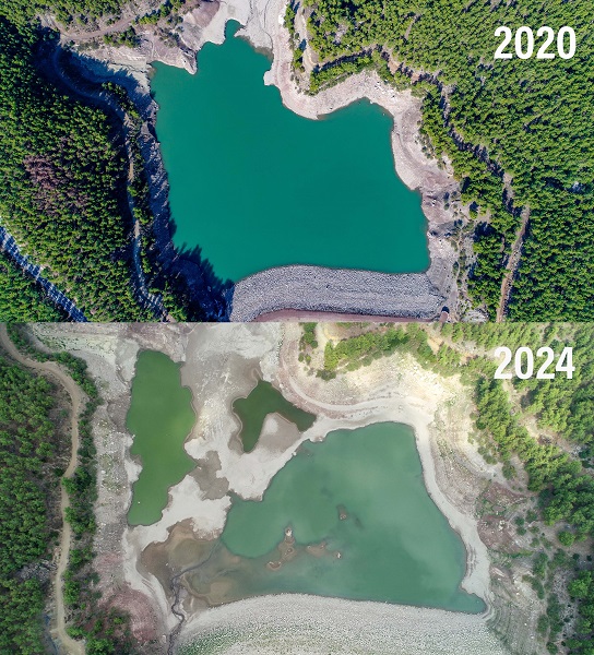 Foto - O gölette kuraklıktan adacıklar oluştu