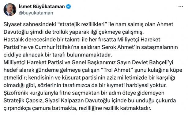 Foto - O sözler sonrası Ahmet Davutoğlu’na sert yanıt! ‘Stratejik çapsız, siyasi kalpazan’