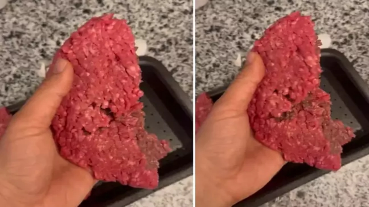 Foto - O ünlü zincir markette satılıyor! Kıymayı ikiye ayıran vatandaş resmen şok oldu