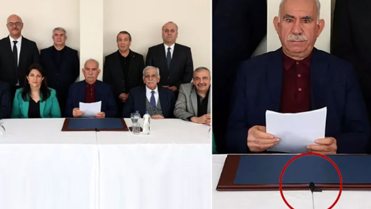 Öcalan'ın önündeki mikrofon olay oldu! Herkesin aklında aynı soru var