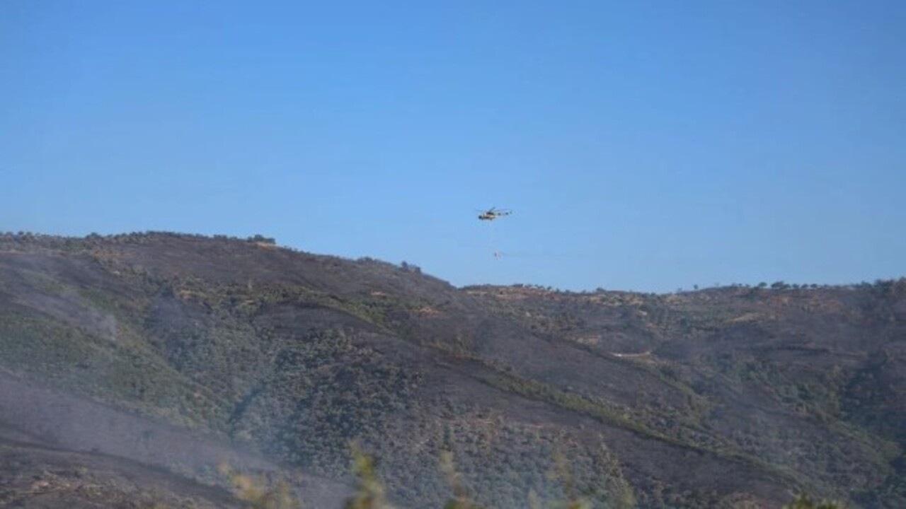 Foto - Orman yangını devam ediyor! İzmir’de dağlar simsiyah oldu
