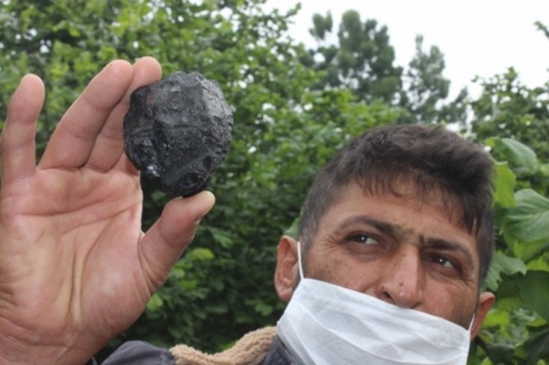 Foto - Ot biçerken bahçede gök taşı buldu
