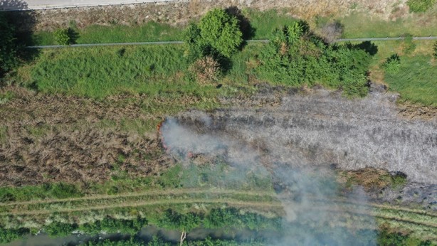 Foto - Otlukta çıkan yangın ekili arazilere sıçramadan söndürüldü