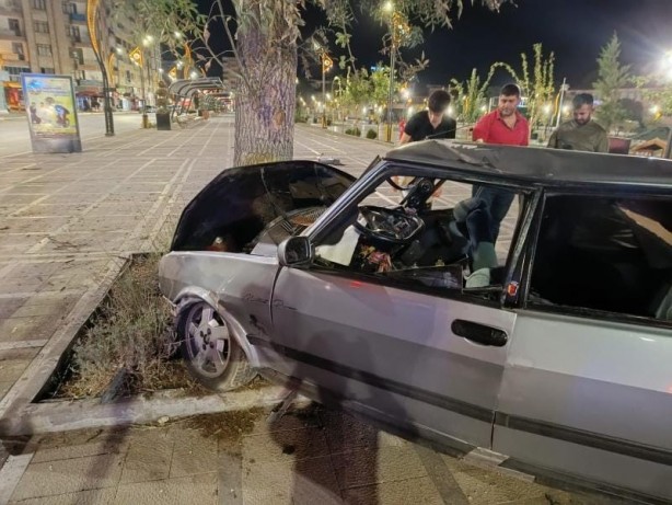 Foto - Otomobil ağaca çarptı! 4 kişi yaralandı