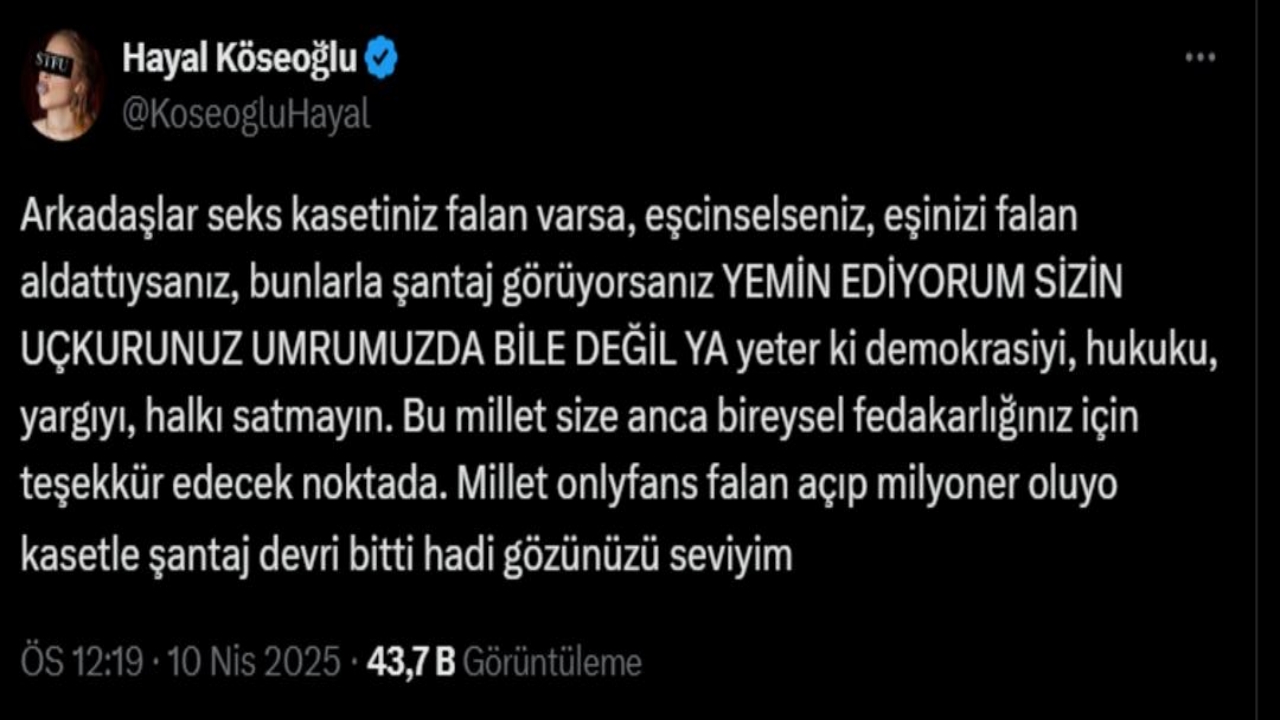 Foto - Oyuncu Hayal Köseoğlu’ndan rezil mi rezil "İmamoğlu" paylaşımı! Seks kasetiniz varsa, eşcinselseniz ya da…