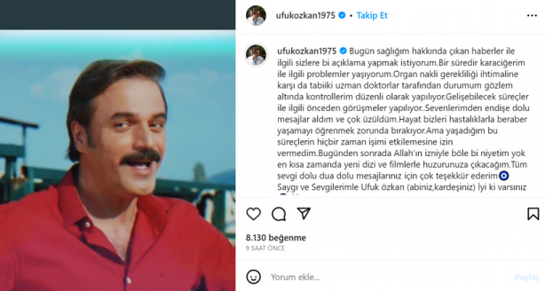 Foto - Oyuncu Ufuk Özkan'dan üzen haber! Organ nakli bekliyor