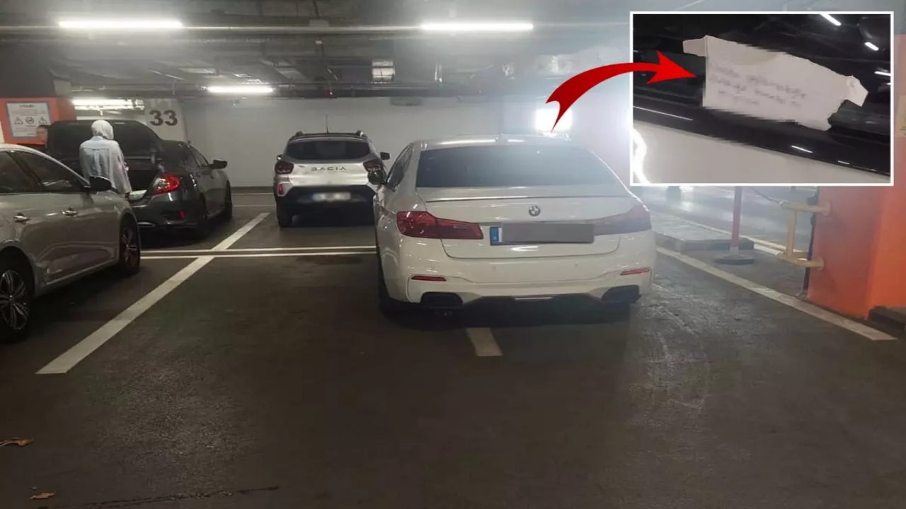 Park ihlali yapan gurbetçinin arabasına bırakılan not gündem oldu! Herkes bunu konuşuyor